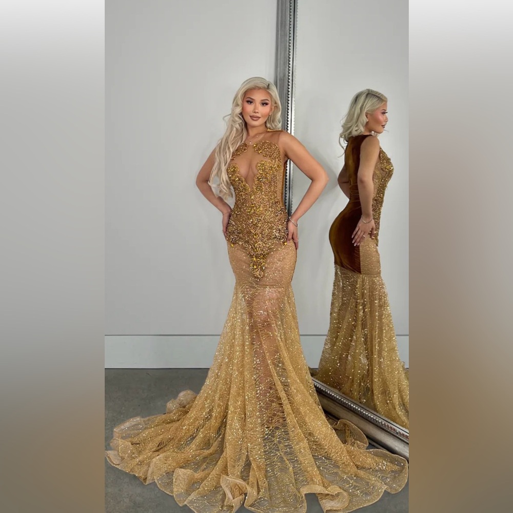 Alglist Gold Prom Dress